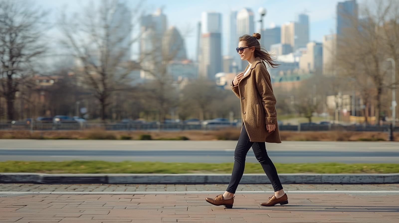 codzienność jako droga kobiety współczesny strój droga miasto w tle2